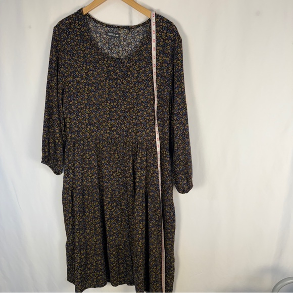 Toad&Co Manzana Tiered Dress, 100% Organic Cotton Multicolor Floral POCKETS midi - Picture 14 of 15